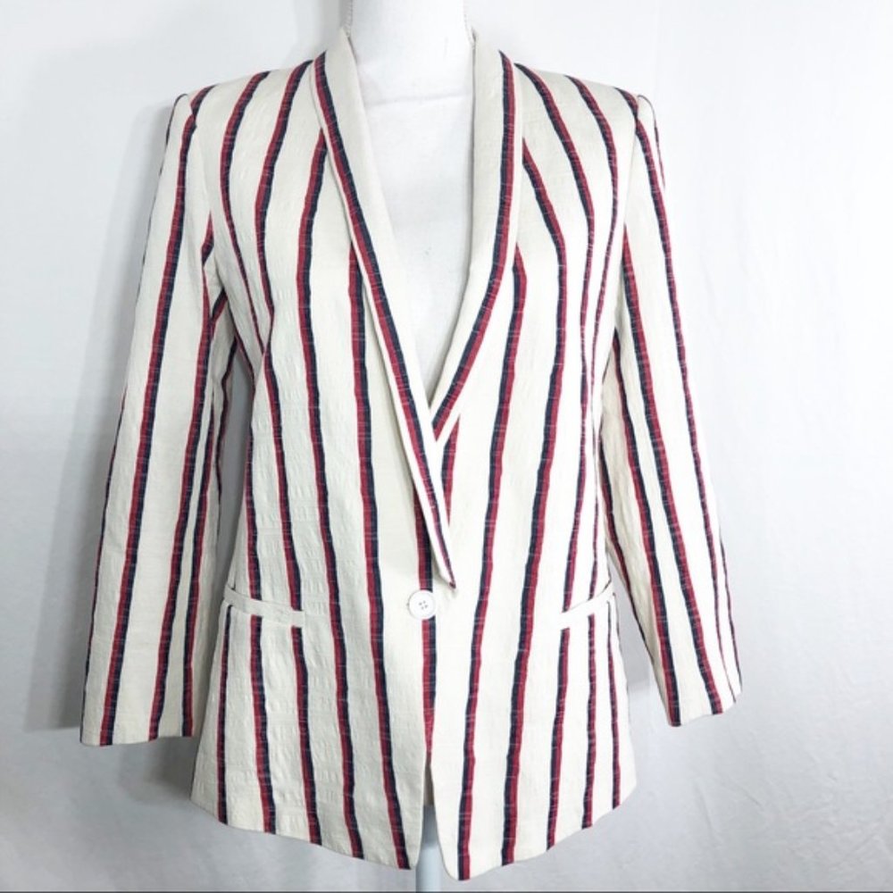 Club Monaco Joclynna Striped Red Blue Blazer
